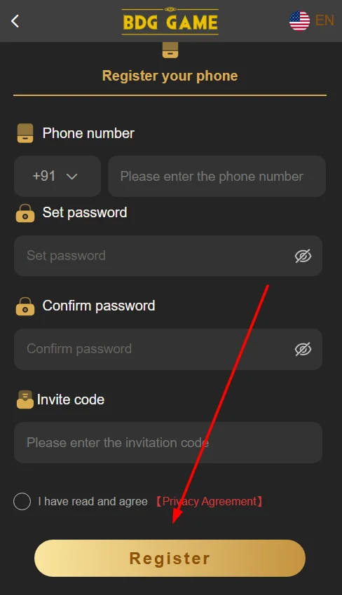 Click on the Register button last